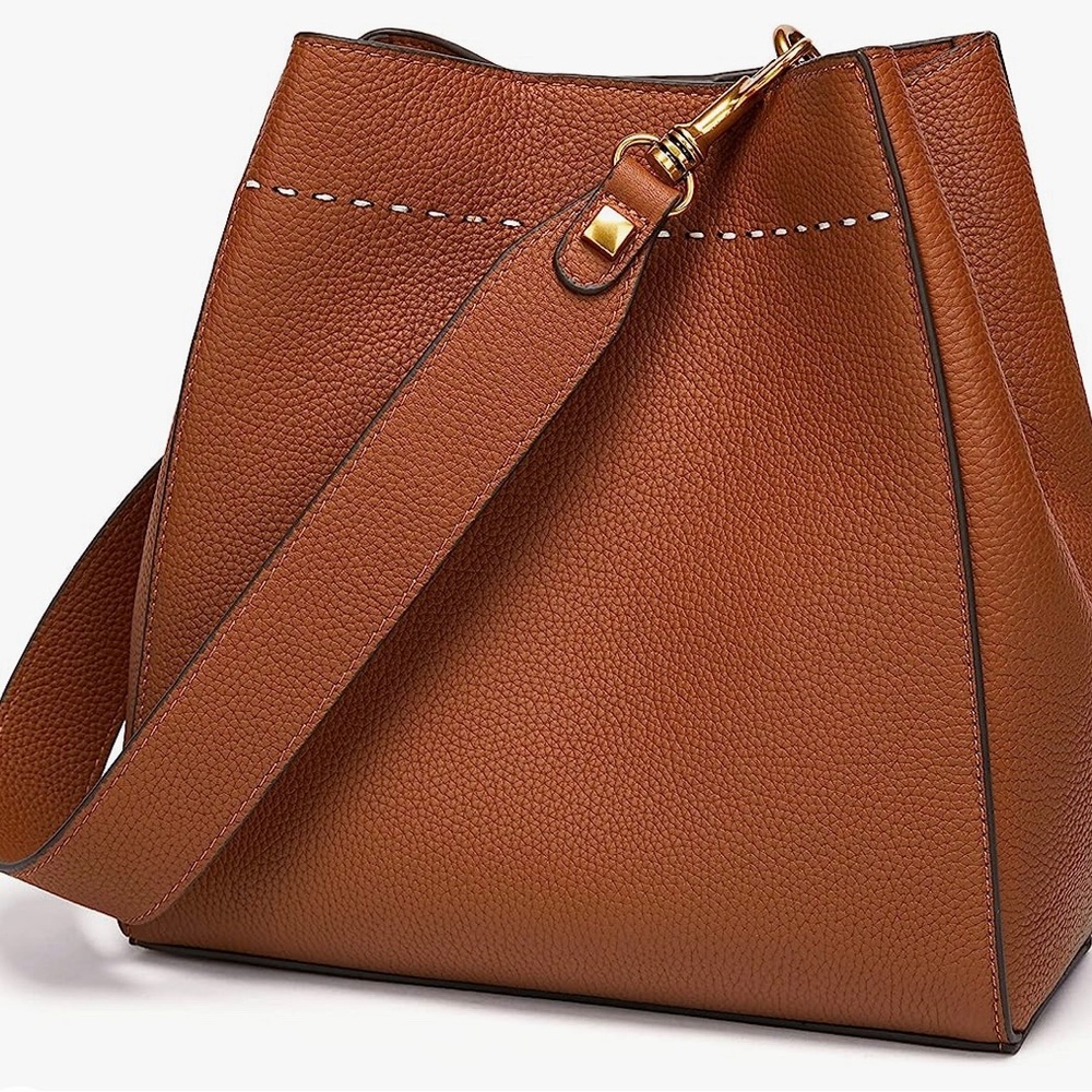 DORIS&JACKY Leather Bucket Tote Bag  NWOT